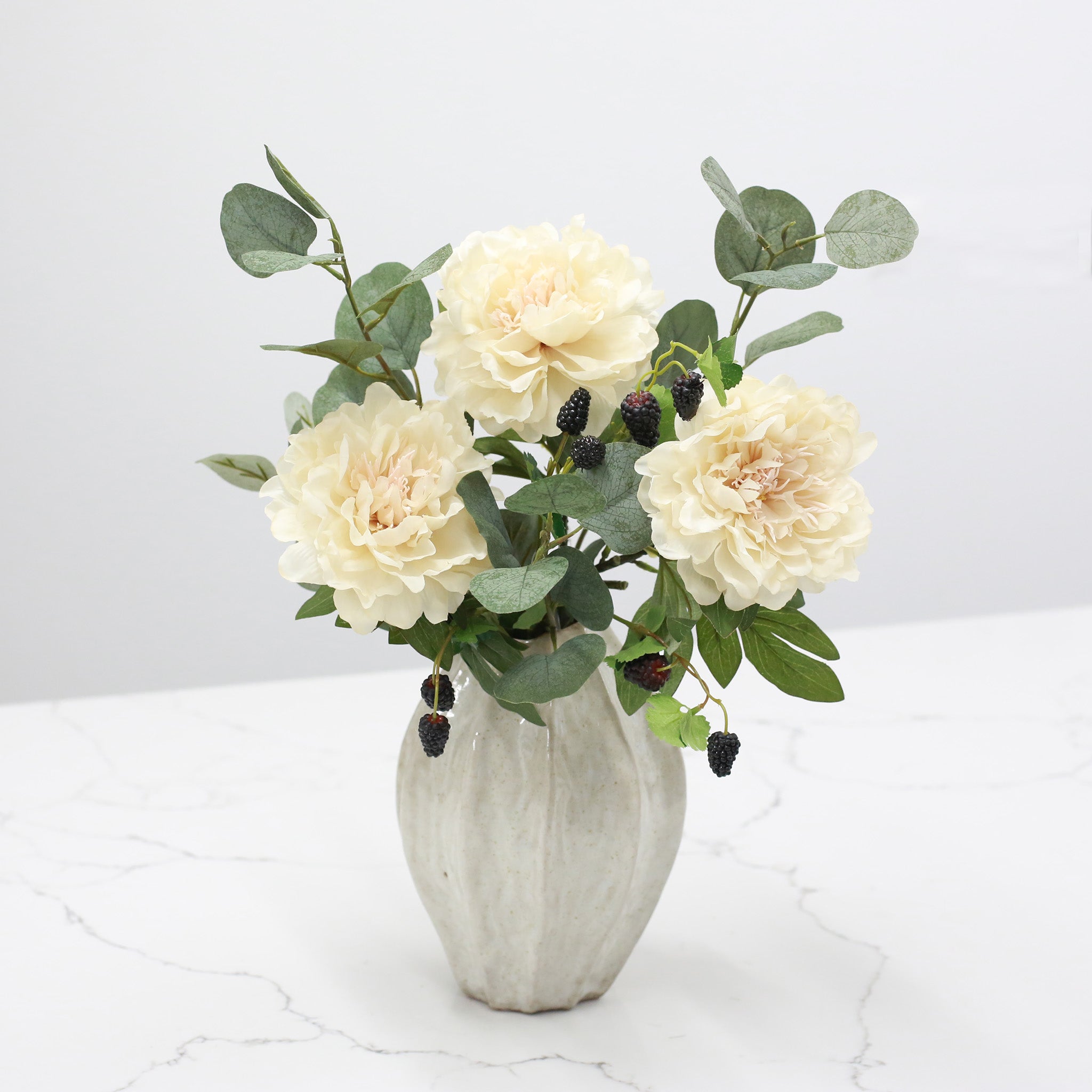 X-Large White Faux Rose and Peony Centerpiece – Flovery