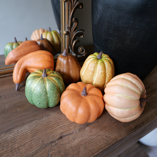 Fall Accessories - Small Mix of Six Faux Pumpkins