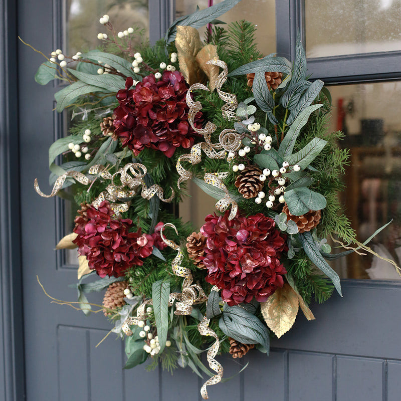 Faux Flower Wreath - Winter Hydrangea Deluxe