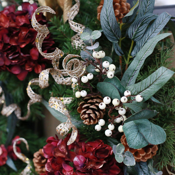 Faux Flower Wreath - Winter Hydrangea Deluxe