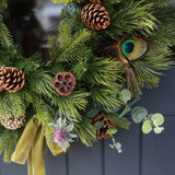 Faux Flower Wreath - Pine Peacock Deluxe