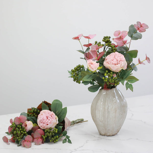Faux Flower Arrangement - Pastel Peony Mini